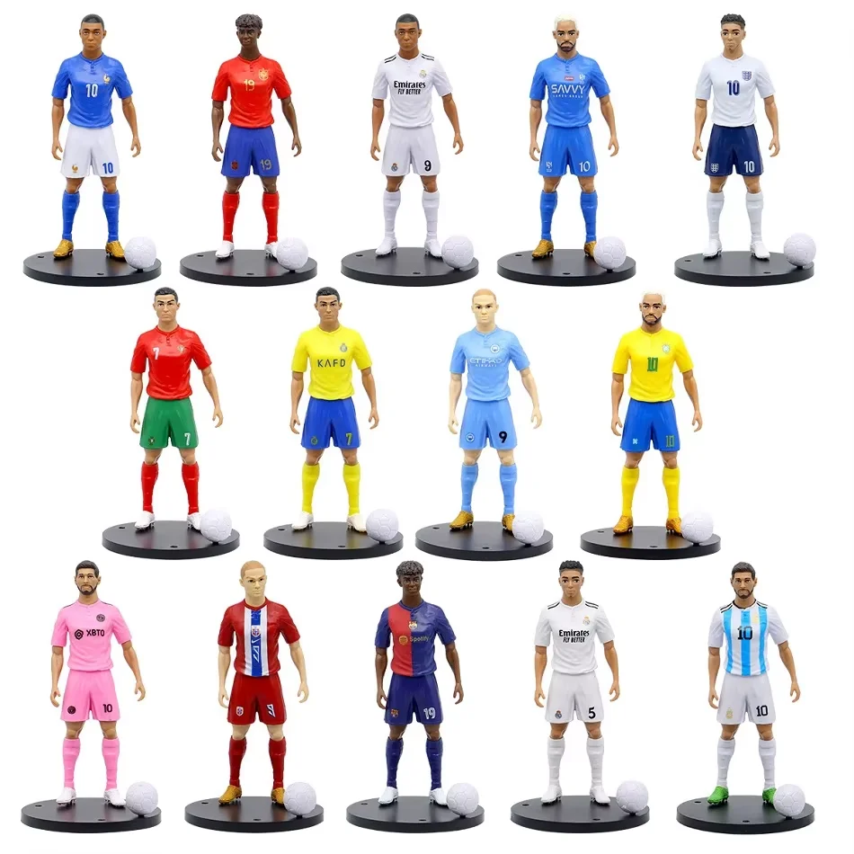 2026 New 18cm Football Star C.Ronaldo Messi Mbappe Model Dolls Cartoon Cute Action Figure Car Accessories Football Fans Gifts