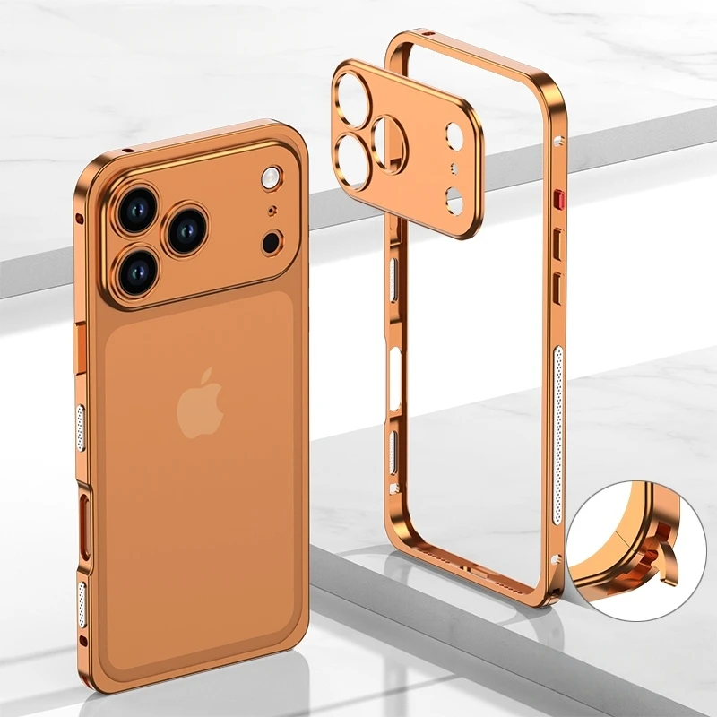 Luxury Metal Alloy Lens Protect Frame Phone Case For iPhone 18 17 Air 16 15 14 13 12 Pro Max Plus Heat Dissipation Cool Bumper