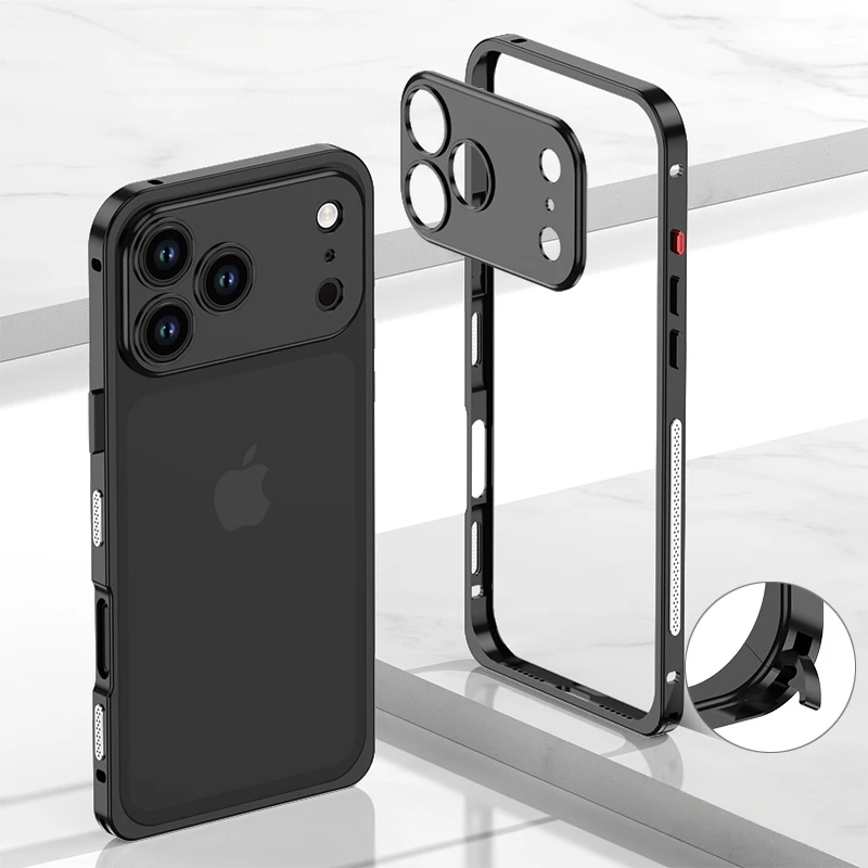 Luxury Metal Alloy Lens Protect Frame Phone Case For iPhone 18 17 Air 16 15 14 13 12 Pro Max Plus Heat Dissipation Cool Bumper