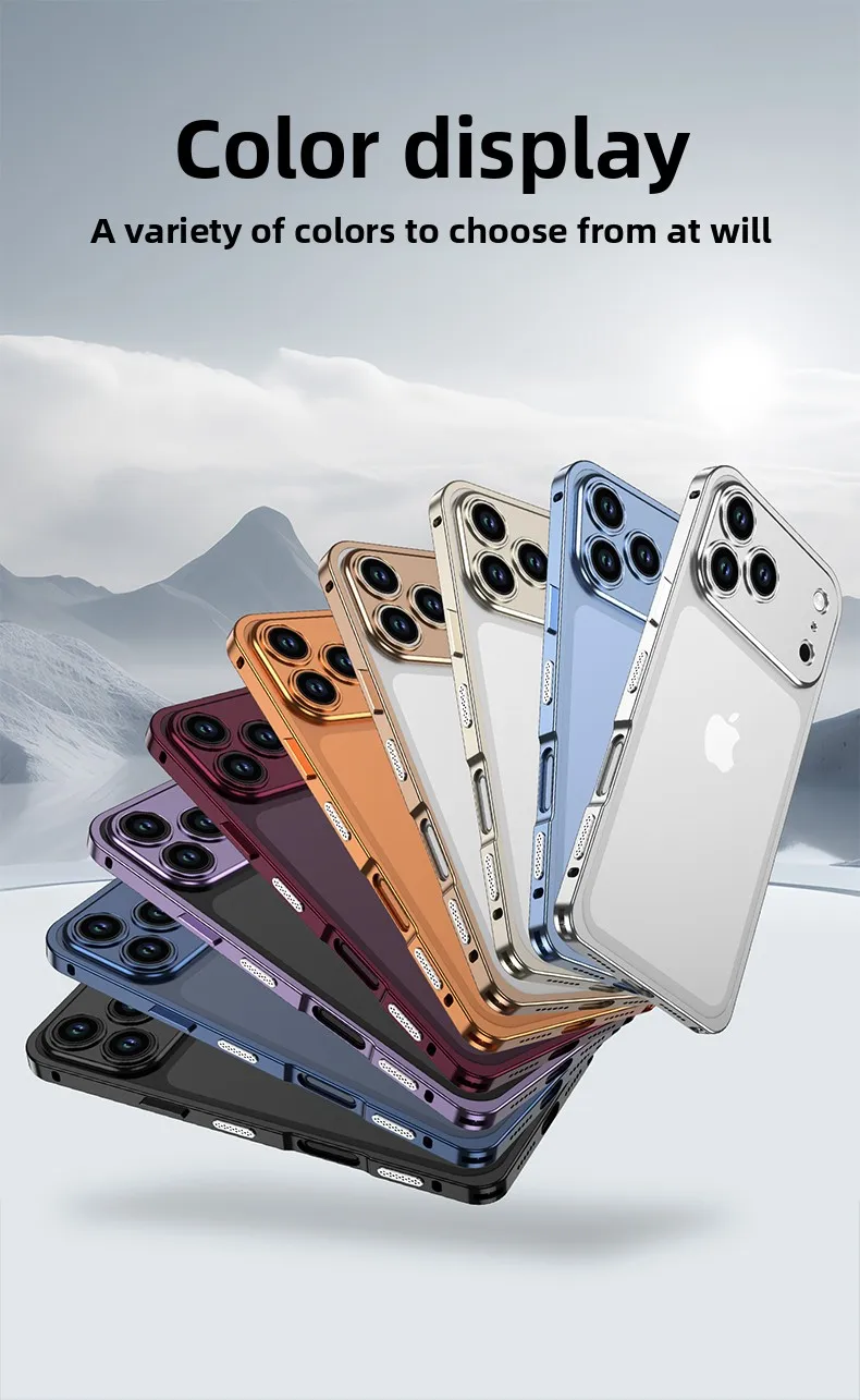 Luxury Metal Alloy Lens Protect Frame Phone Case For iPhone 18 17 Air 16 15 14 13 12 Pro Max Plus Heat Dissipation Cool Bumper