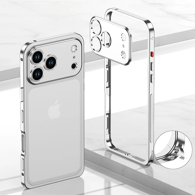 Luxury Metal Alloy Lens Protect Frame Phone Case For iPhone 18 17 Air 16 15 14 13 12 Pro Max Plus Heat Dissipation Cool Bumper