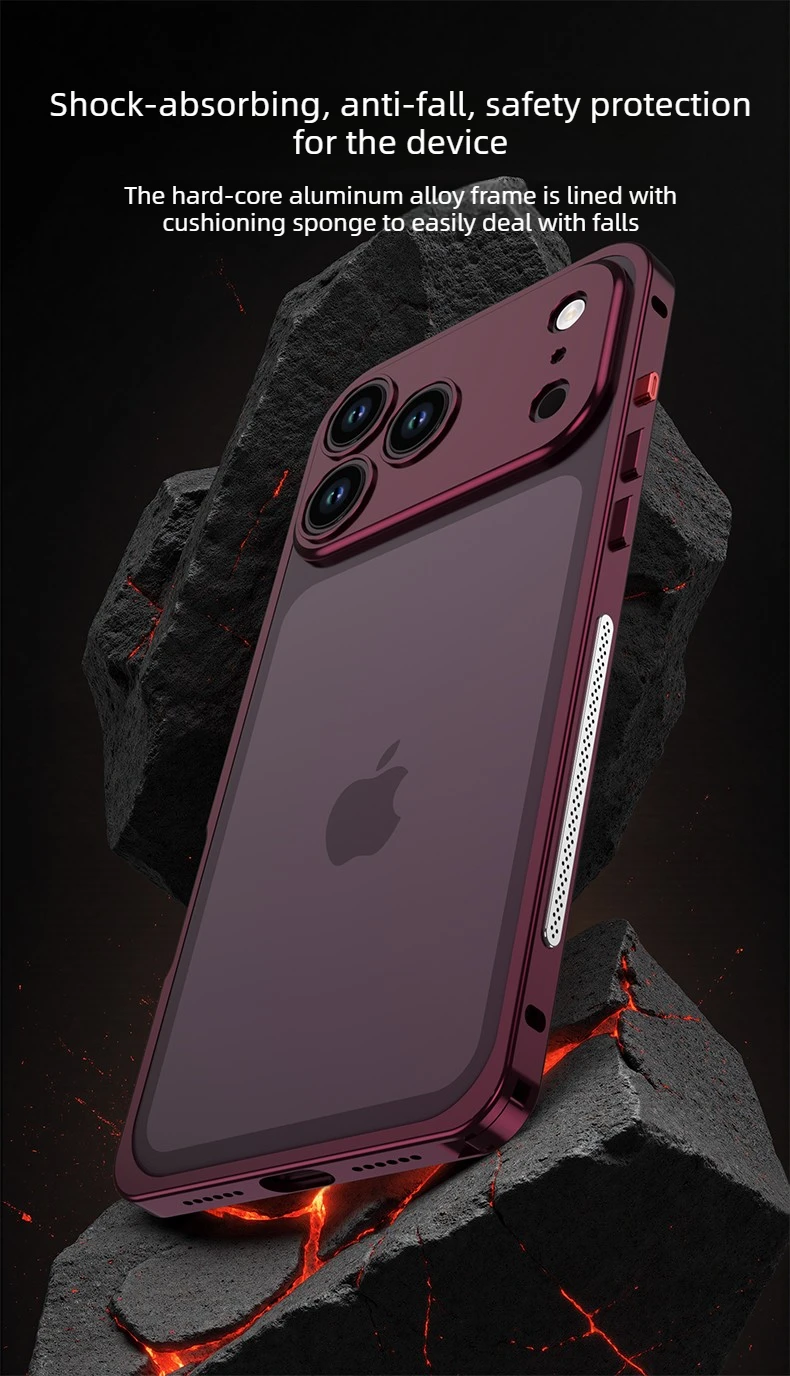 Luxury Metal Alloy Lens Protect Frame Phone Case For iPhone 18 17 Air 16 15 14 13 12 Pro Max Plus Heat Dissipation Cool Bumper