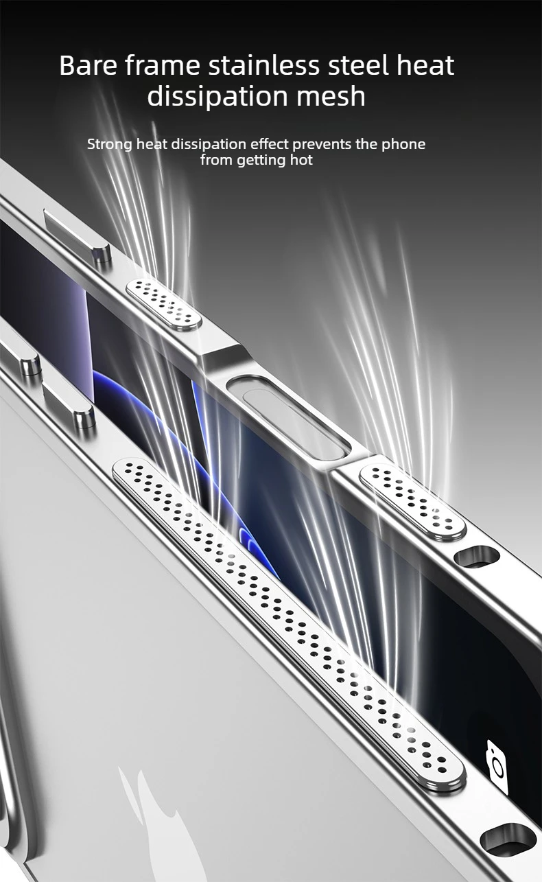 Luxury Metal Alloy Lens Protect Frame Phone Case For iPhone 18 17 Air 16 15 14 13 12 Pro Max Plus Heat Dissipation Cool Bumper
