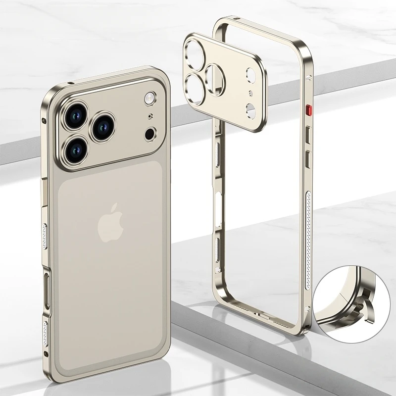 Luxury Metal Alloy Lens Protect Frame Phone Case For iPhone 18 17 Air 16 15 14 13 12 Pro Max Plus Heat Dissipation Cool Bumper