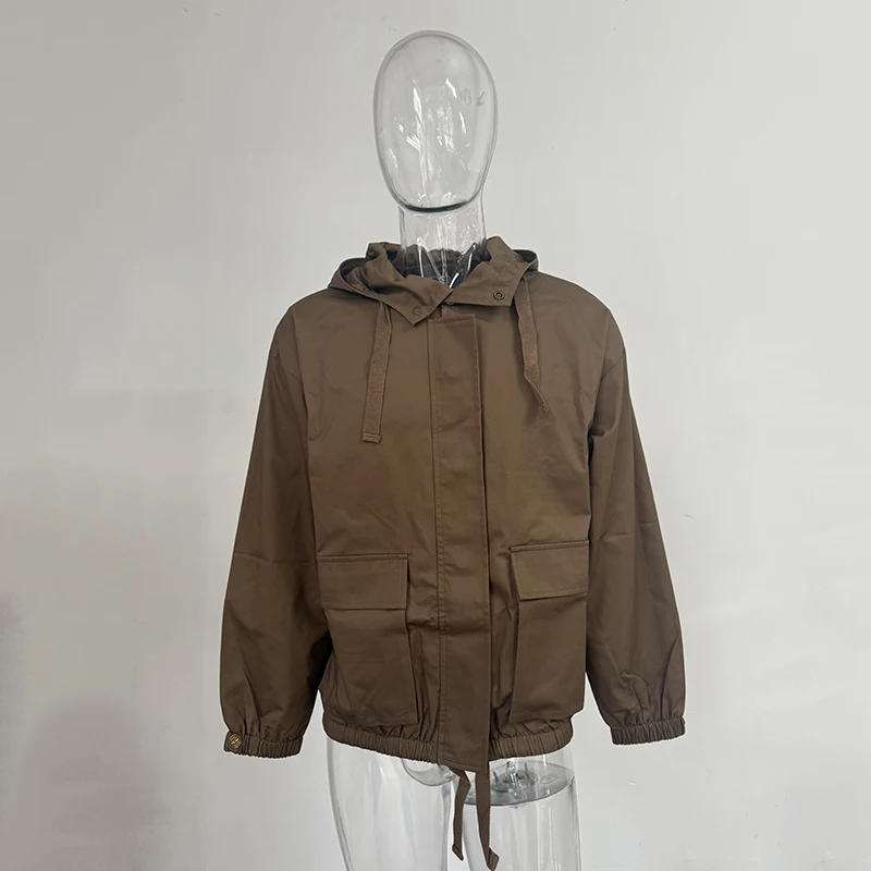 IEFB New Style Hooded Jacket Spring Loose Trend Cargo Jackets Zipper Solid Color Fashion Tide 2023 Casual Men's Clothing 9A7586