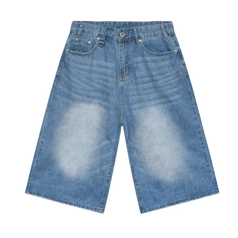IEFB Vintage Men's Short Jeans Summer Loose Male Wide Leg Knee Length Denim Shorts New Washed Fashion Men Bottoms 9A8825