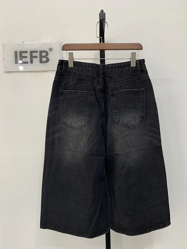 IEFB Vintage Men's Short Jeans Summer Loose Male Wide Leg Knee Length Denim Shorts New Washed Fashion Men Bottoms 9A8825