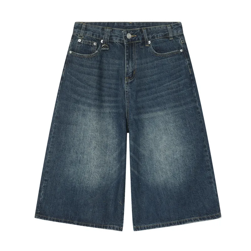 IEFB Vintage Men's Short Jeans Summer Loose Male Wide Leg Knee Length Denim Shorts New Washed Fashion Men Bottoms 9A8825
