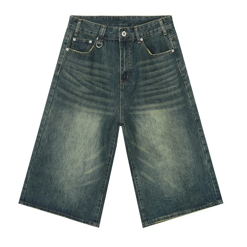 IEFB Vintage Men's Short Jeans Summer Loose Male Wide Leg Knee Length Denim Shorts New Washed Fashion Men Bottoms 9A8825