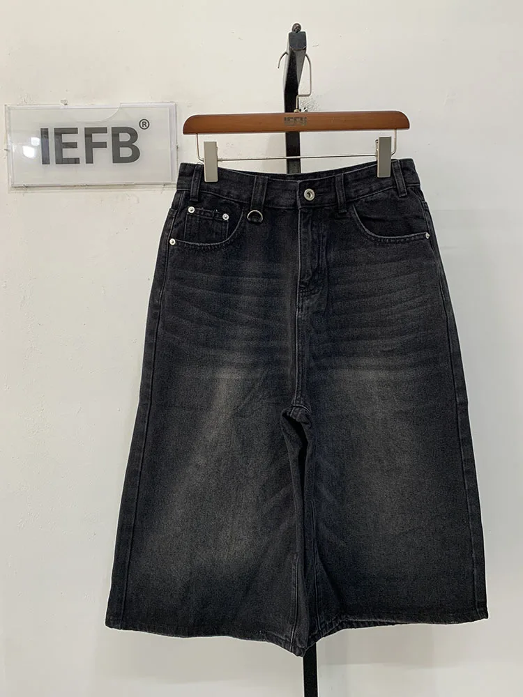 IEFB Vintage Men's Short Jeans Summer Loose Male Wide Leg Knee Length Denim Shorts New Washed Fashion Men Bottoms 9A8825