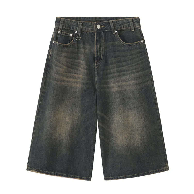 IEFB Vintage Men's Short Jeans Summer Loose Male Wide Leg Knee Length Denim Shorts New Washed Fashion Men Bottoms 9A8825