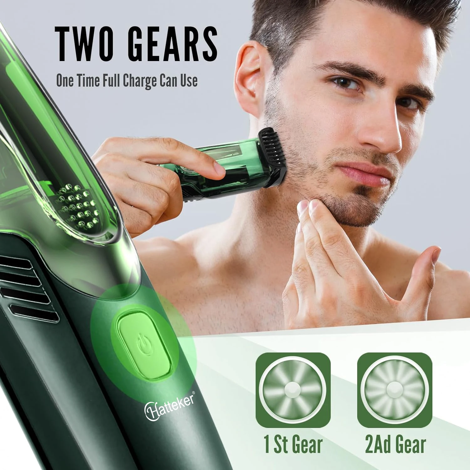 Solimpia Cordless Beard Trimmer Men Rechargeable Electric Shaver Built-in Vacuum Clipper for Mustache Sideburns IPX6 Washable
