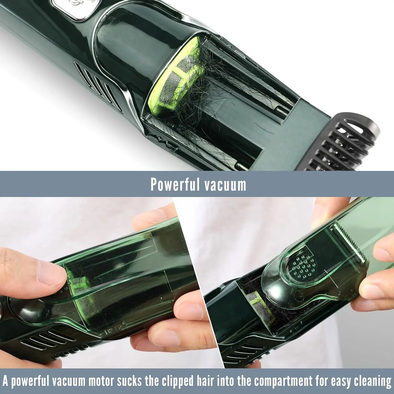 Solimpia Cordless Beard Trimmer Men Rechargeable Electric Shaver Built-in Vacuum Clipper for Mustache Sideburns IPX6 Washable