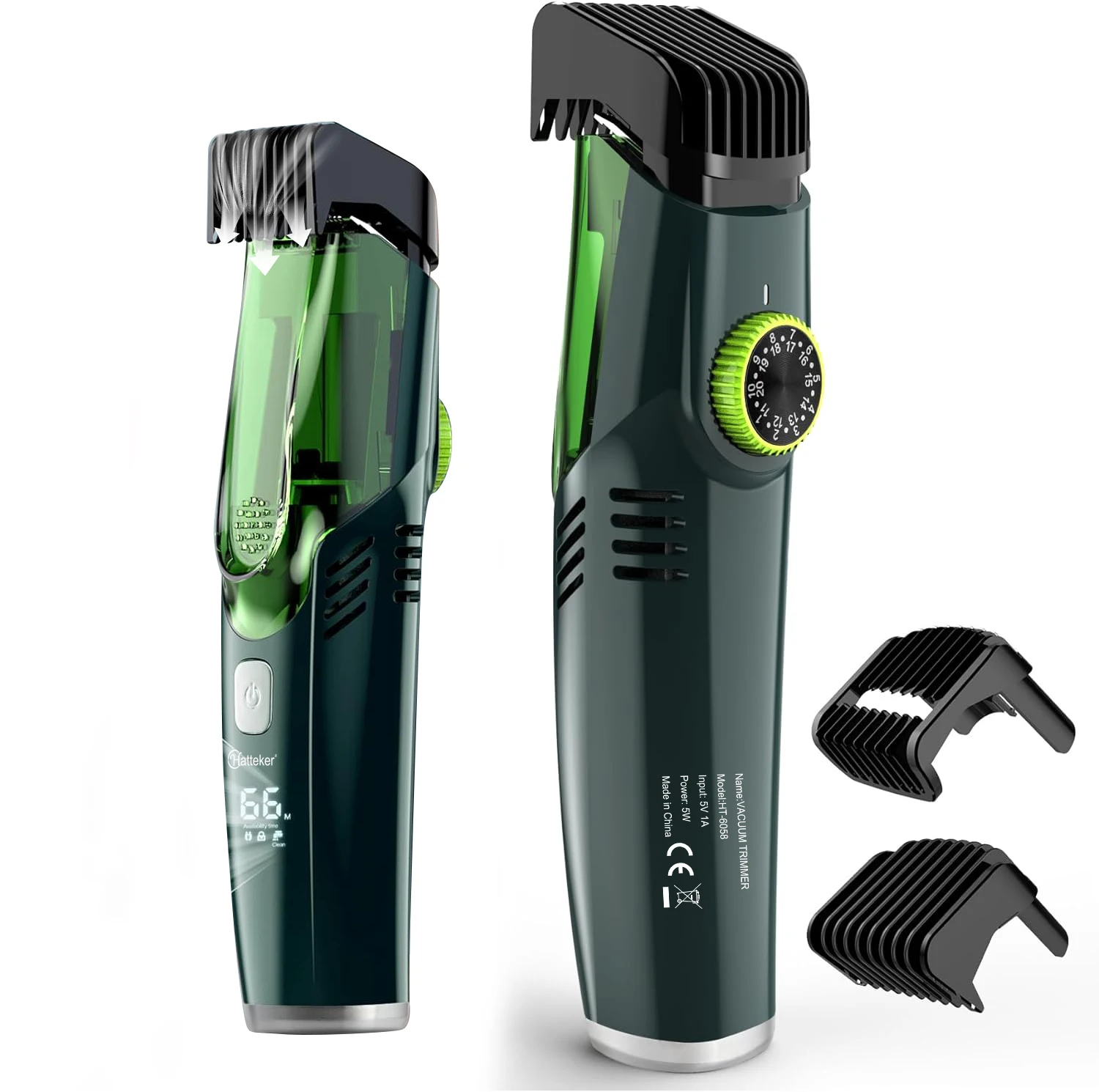 Solimpia Cordless Beard Trimmer Men Rechargeable Electric Shaver Built-in Vacuum Clipper for Mustache Sideburns IPX6 Washable
