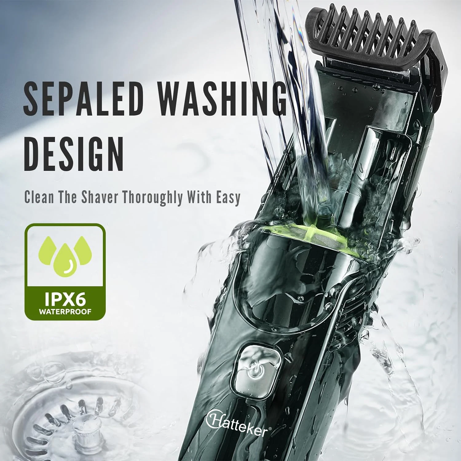 Solimpia Cordless Beard Trimmer Men Rechargeable Electric Shaver Built-in Vacuum Clipper for Mustache Sideburns IPX6 Washable