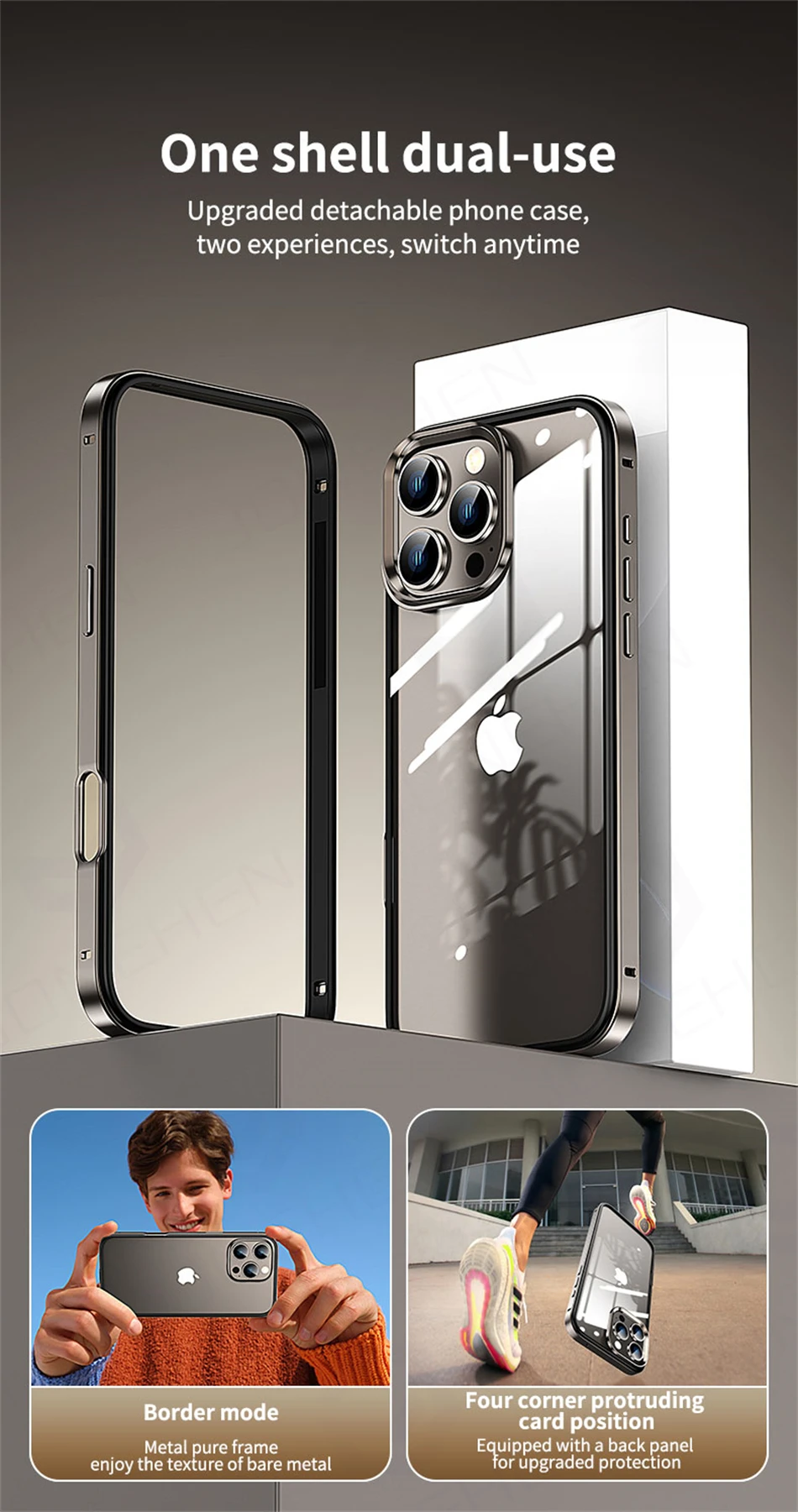 Luxury 2 IN 1 Acrylic Clear Case For iPhone 13 14 15 16 Pro Max Light Aluminum Metal Lens Frame Ultra Thin Alloy Bumper Cover