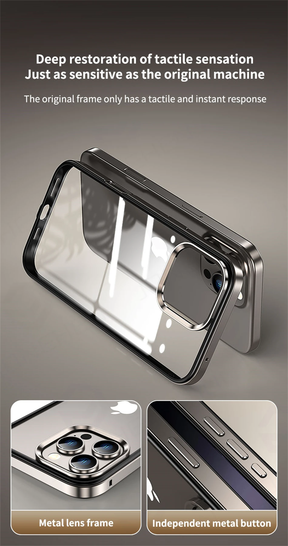 Luxury 2 IN 1 Acrylic Clear Case For iPhone 13 14 15 16 Pro Max Light Aluminum Metal Lens Frame Ultra Thin Alloy Bumper Cover