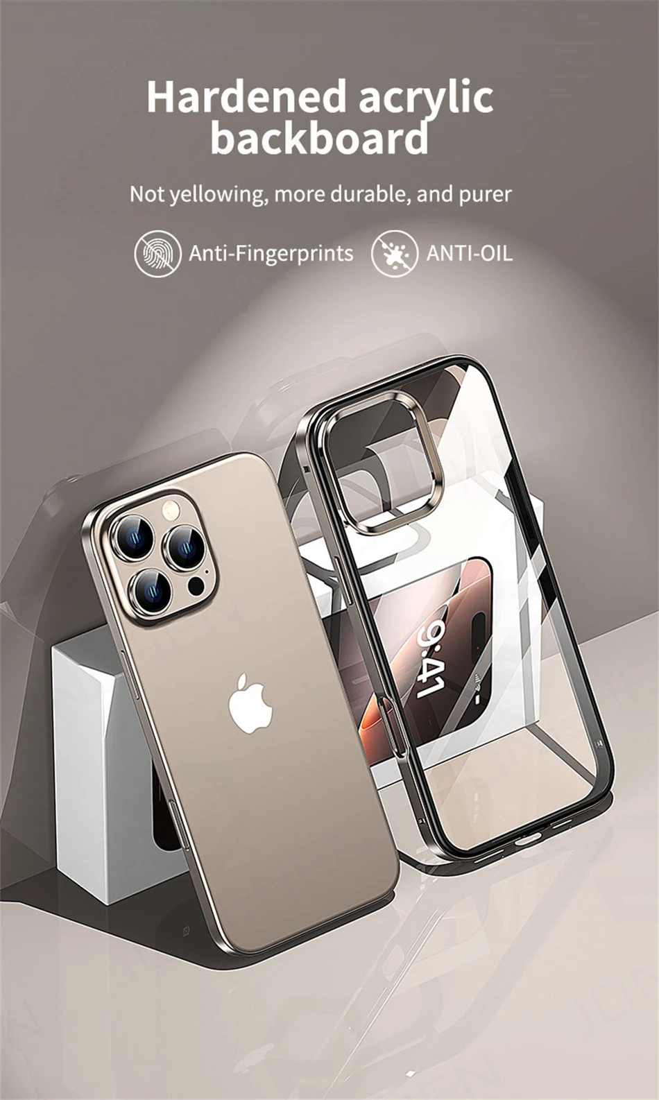 Luxury 2 IN 1 Acrylic Clear Case For iPhone 13 14 15 16 Pro Max Light Aluminum Metal Lens Frame Ultra Thin Alloy Bumper Cover