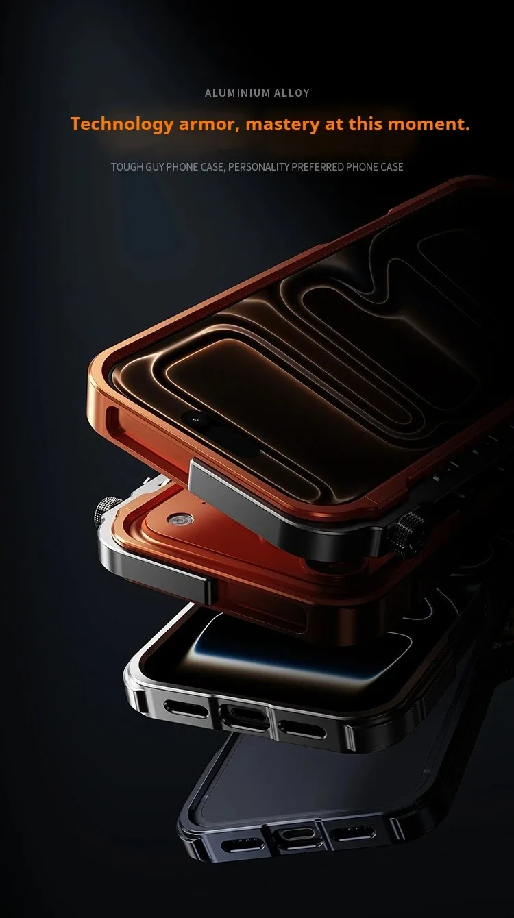 Metal Aluminum Alloy Frame Case For iPhone 17 Air 16 15 14 13 Pro Max Plus Cyberpunk Punk Heat Dissipation Shockproof Bumper
