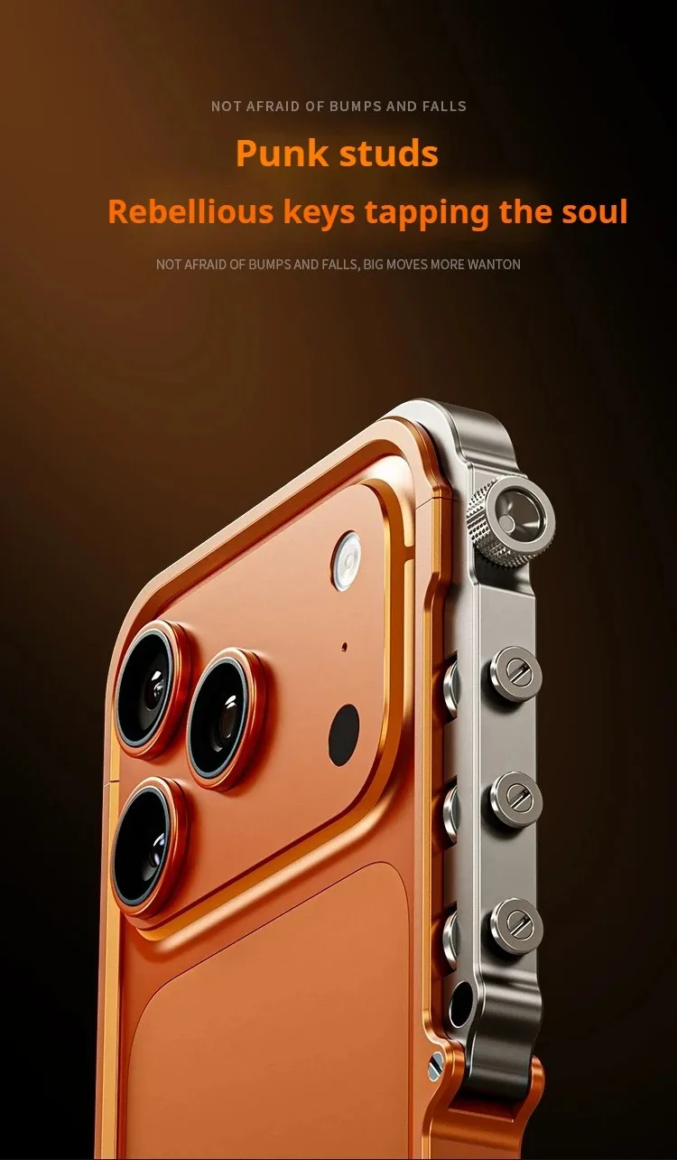 Metal Aluminum Alloy Frame Case For iPhone 17 Air 16 15 14 13 Pro Max Plus Cyberpunk Punk Heat Dissipation Shockproof Bumper