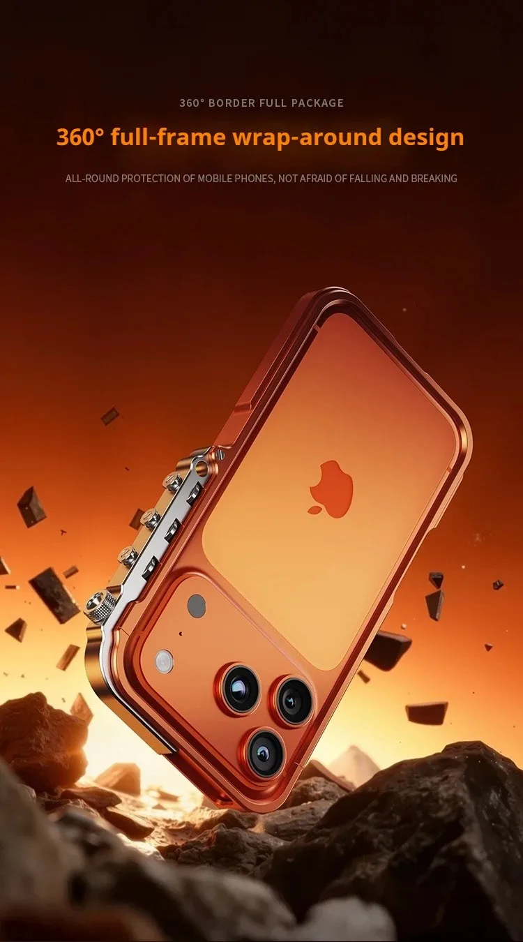 Metal Aluminum Alloy Frame Case For iPhone 17 Air 16 15 14 13 Pro Max Plus Cyberpunk Punk Heat Dissipation Shockproof Bumper