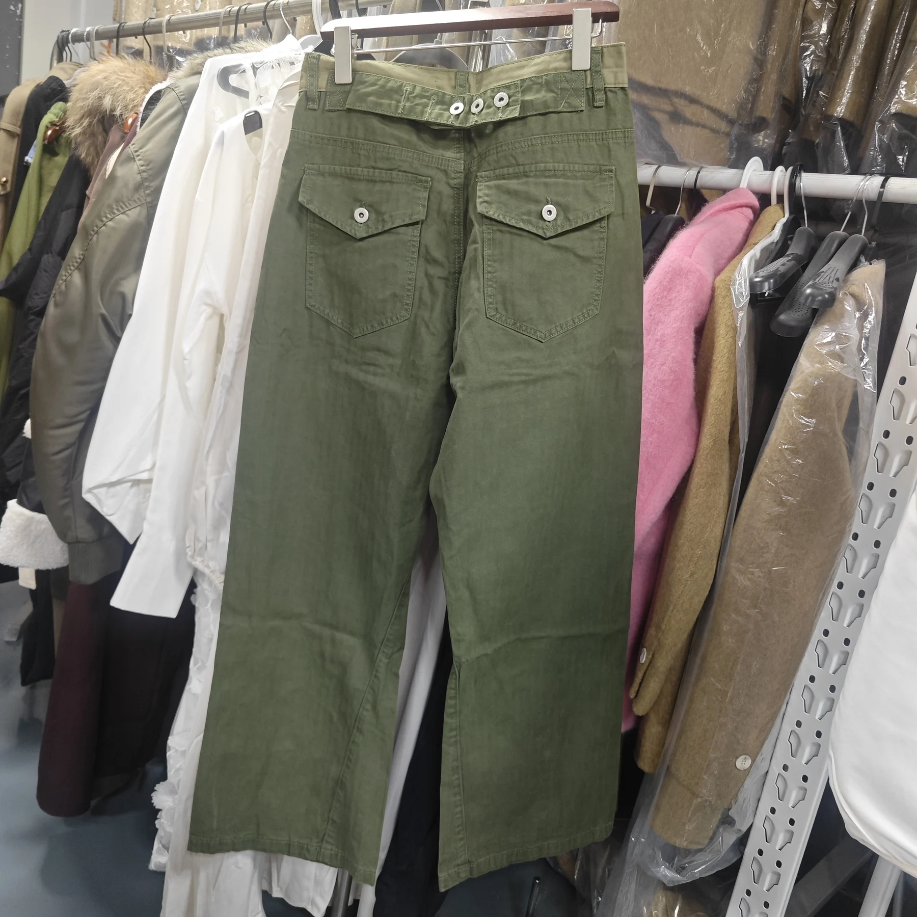 IEFB Vintage Washed Herringbone Cargo Straight Pants For Men Deconstruct Pocket Loose Wide Leg Casual Street Trousers 9X4082