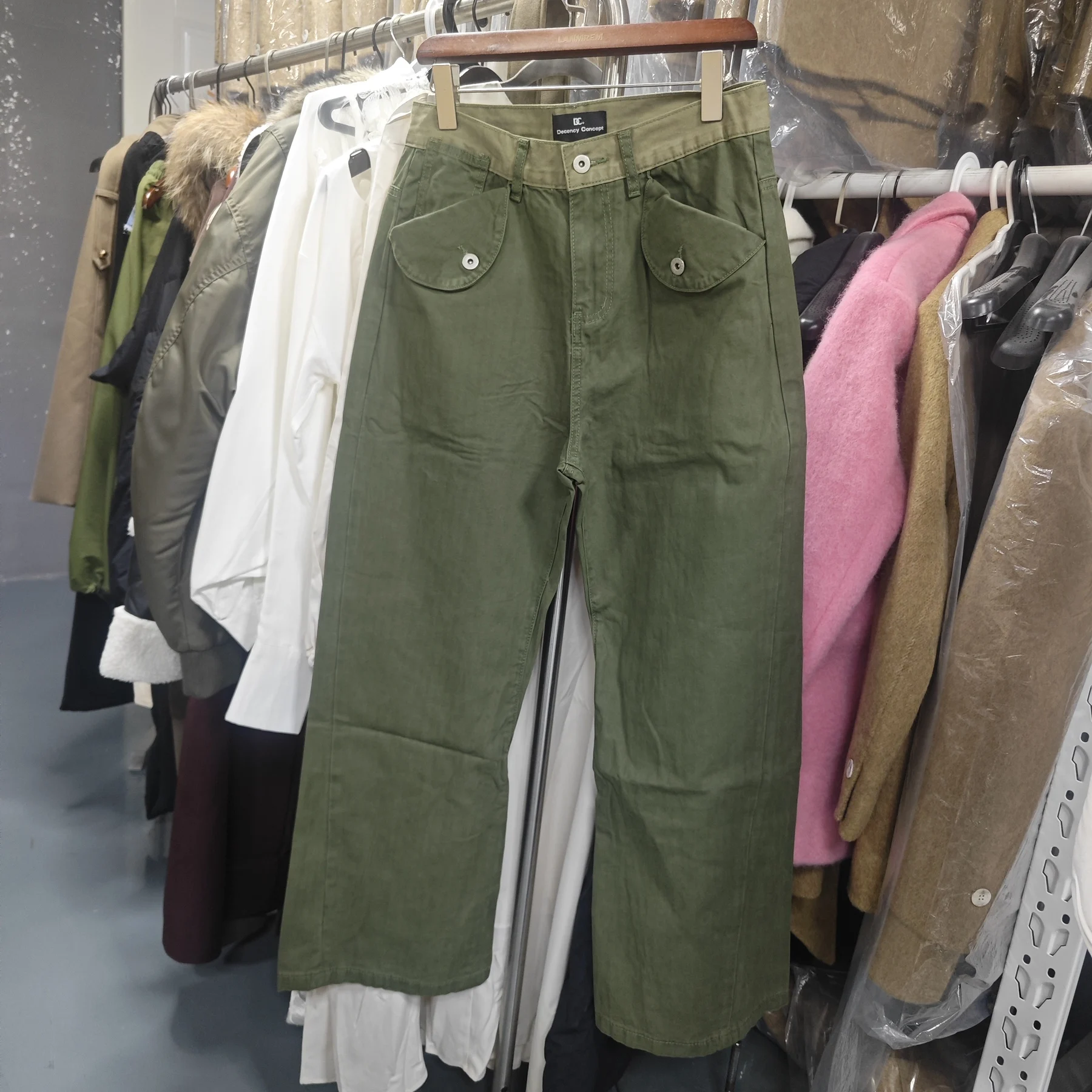IEFB Vintage Washed Herringbone Cargo Straight Pants For Men Deconstruct Pocket Loose Wide Leg Casual Street Trousers 9X4082