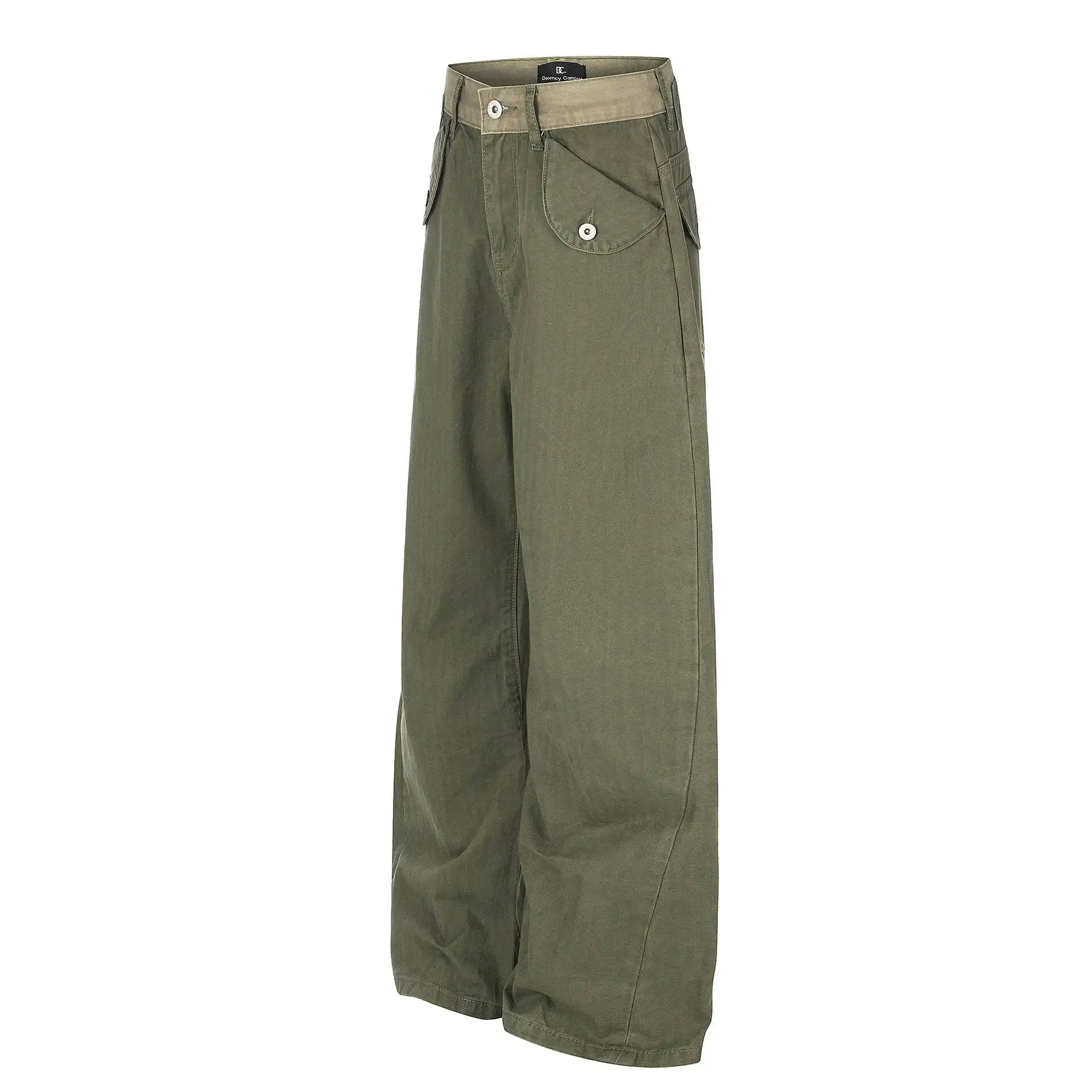 IEFB Vintage Washed Herringbone Cargo Straight Pants For Men Deconstruct Pocket Loose Wide Leg Casual Street Trousers 9X4082