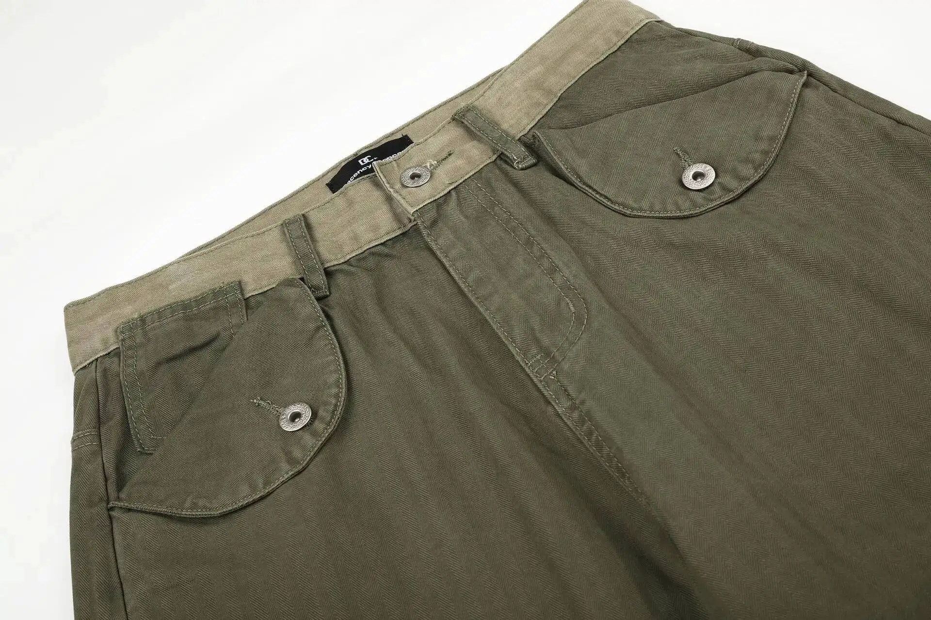 IEFB Vintage Washed Herringbone Cargo Straight Pants For Men Deconstruct Pocket Loose Wide Leg Casual Street Trousers 9X4082