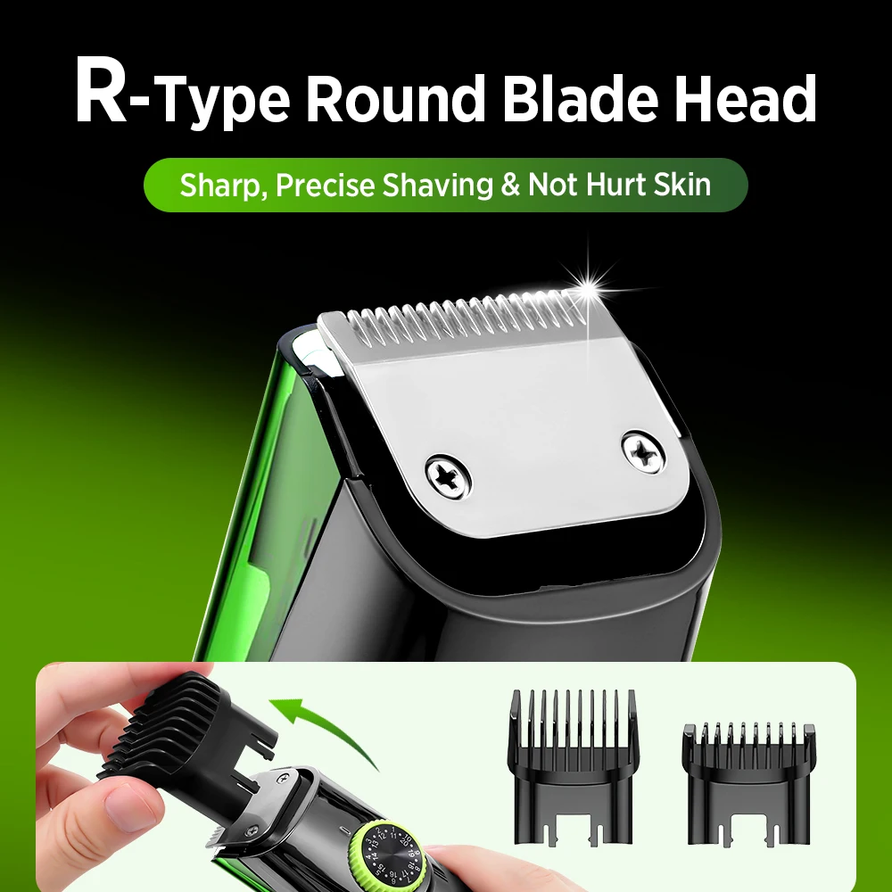 Vacuum Hair Clipper Men LCD Rechargeable Beard Trimmer Self Hair Cutting Kit Cordless Barber IPX6 Washable 20 Lengths Gift