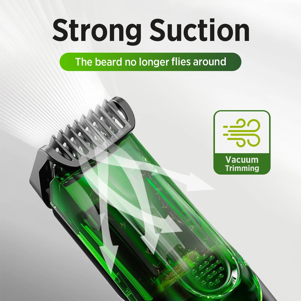 Vacuum Hair Clipper Men LCD Rechargeable Beard Trimmer Self Hair Cutting Kit Cordless Barber IPX6 Washable 20 Lengths Gift