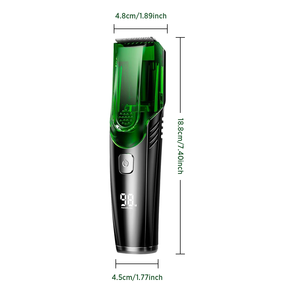 Vacuum Hair Clipper Men LCD Rechargeable Beard Trimmer Self Hair Cutting Kit Cordless Barber IPX6 Washable 20 Lengths Gift