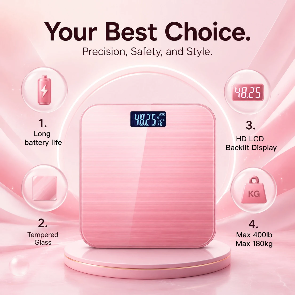 High Precision, Digital Weight Scale, Household Body Scale, Thick Tempered Glass LCD Bathroom Scale, Weight Loss Scale