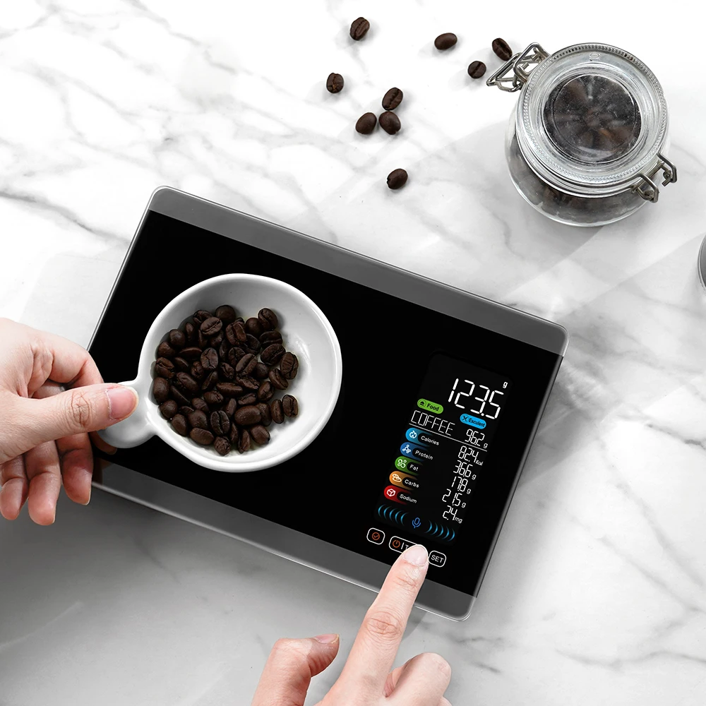 Tempered Glass Kitchen Scale 5kg/11lb Food Nutritional Digital Kitchen Scale Rechargeable Weighing Multi-Unit Food Scales