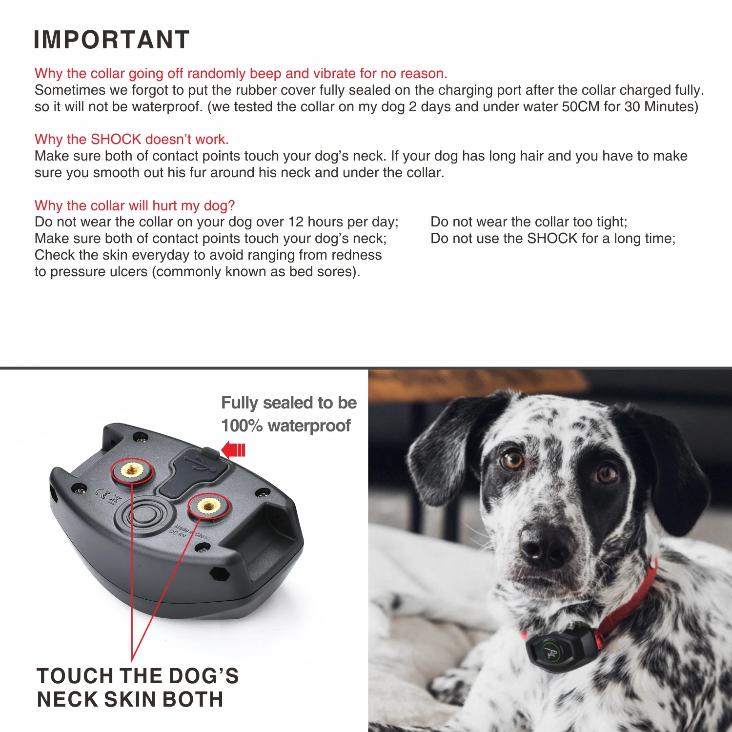 400m Electric Dog Training Collar Waterproof Pet Remote Control Rechargeable Training Dog Collar with Shock Vibration Sound