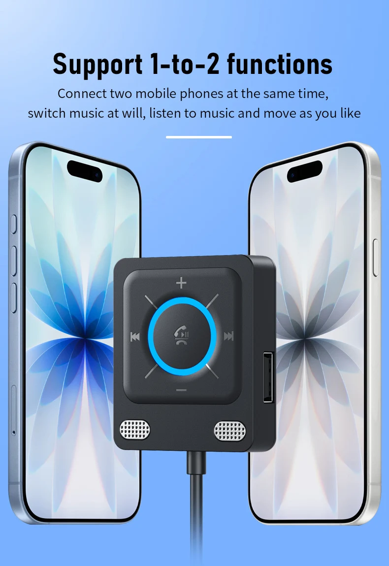 USB Bluetooth 6.0 Car Receiver Adapter with Mics and Noise Cancellation, 3.5Mm USB AUX Bluetooth Receiver Car Kit Stereo Audio