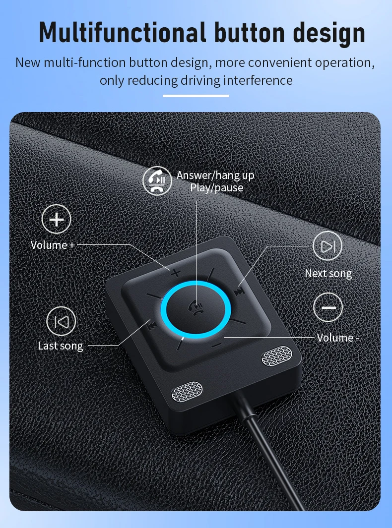 USB Bluetooth 6.0 Car Receiver Adapter with Mics and Noise Cancellation, 3.5Mm USB AUX Bluetooth Receiver Car Kit Stereo Audio