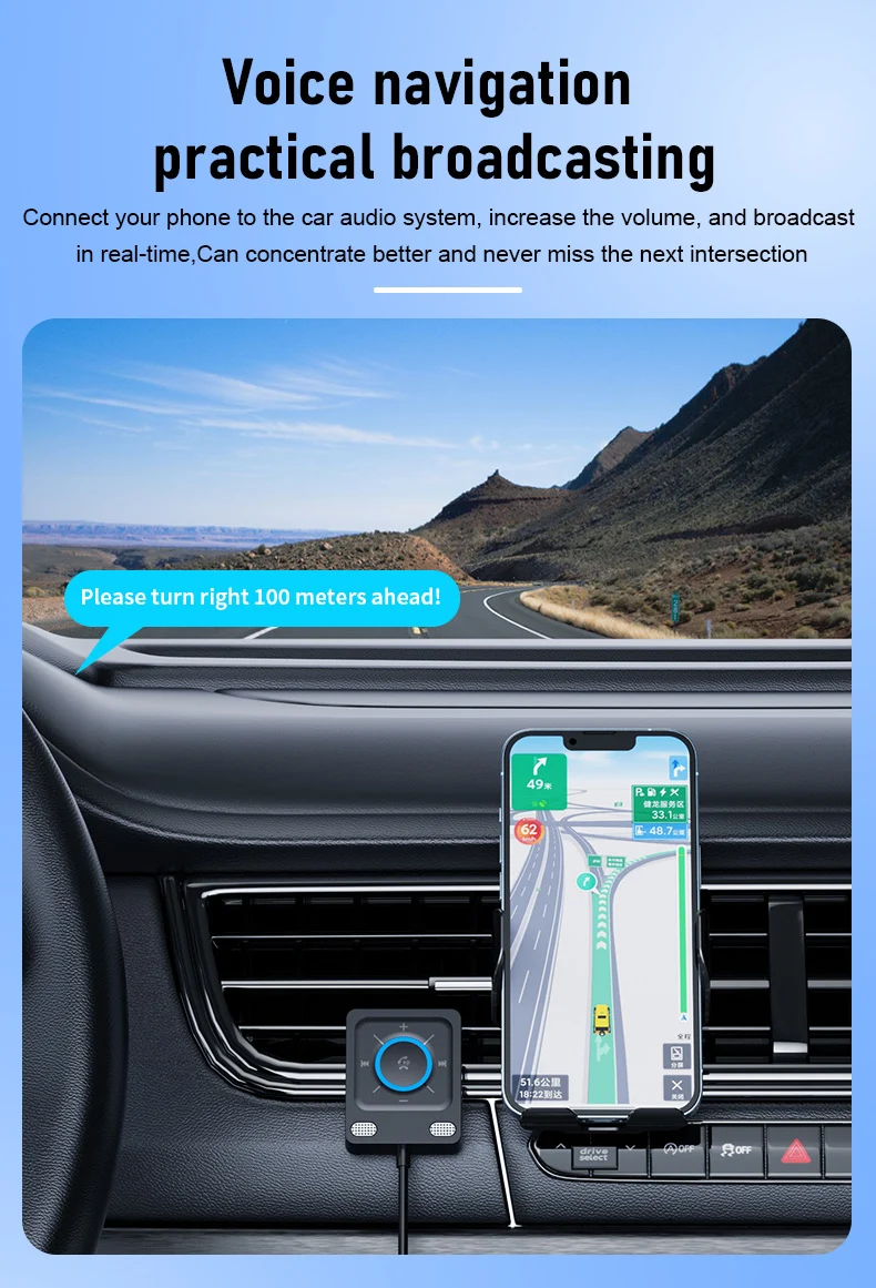 USB Bluetooth 6.0 Car Receiver Adapter with Mics and Noise Cancellation, 3.5Mm USB AUX Bluetooth Receiver Car Kit Stereo Audio