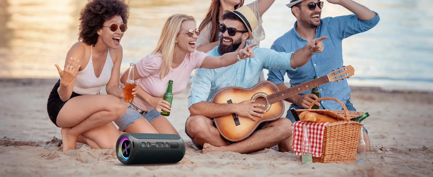Ortizan Bluetooth Speakers 40W TWS Portable Speaker with Stereo Sound Bass, Bluetooth 5.3 Wireless USB Type C Outdoor, 6600mAh Battery