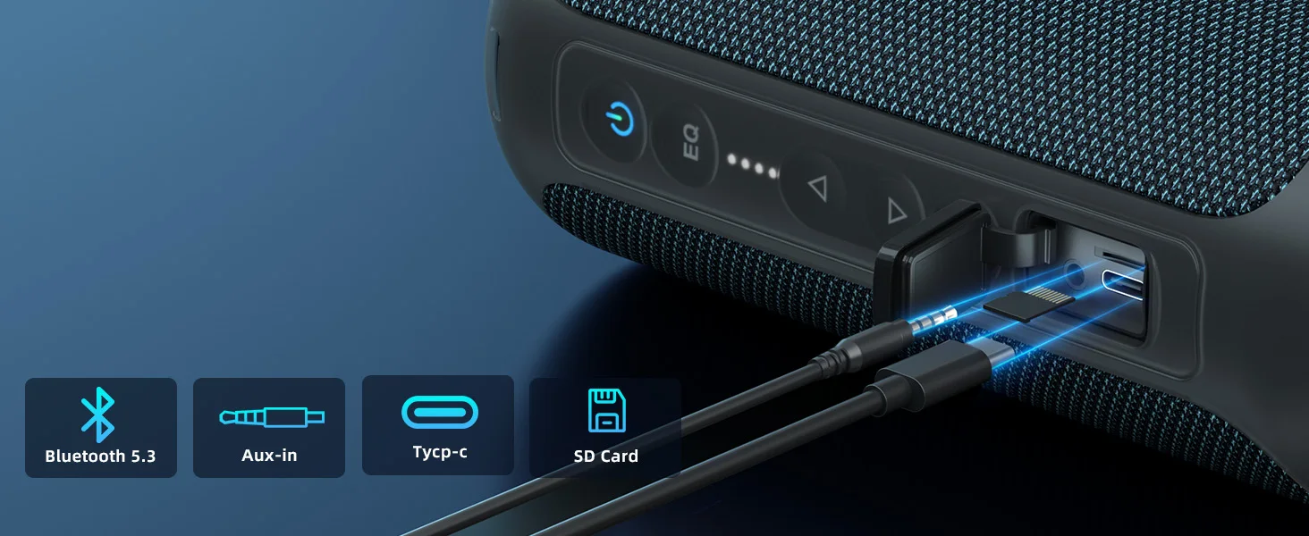 Ortizan Bluetooth Speakers 40W TWS Portable Speaker with Stereo Sound Bass, Bluetooth 5.3 Wireless USB Type C Outdoor, 6600mAh Battery