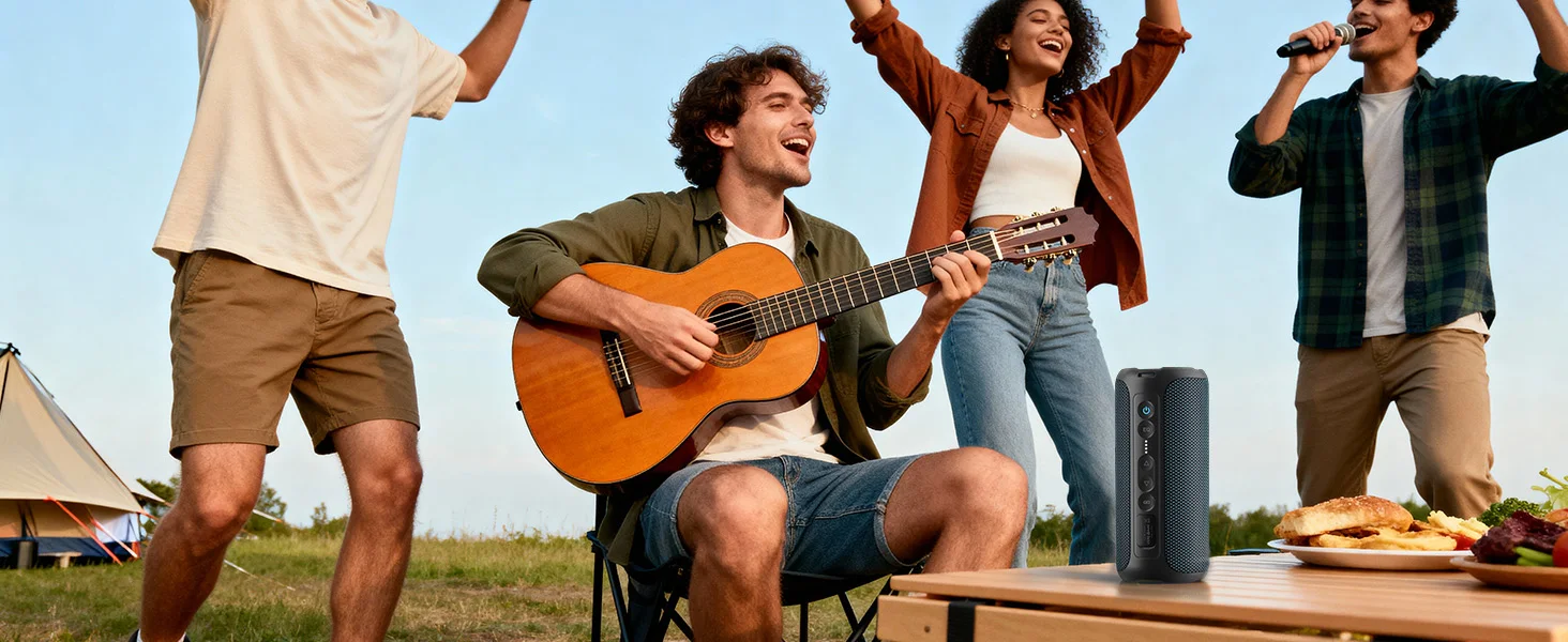 Ortizan Bluetooth Speakers 40W TWS Portable Speaker with Stereo Sound Bass, Bluetooth 5.3 Wireless USB Type C Outdoor, 6600mAh Battery