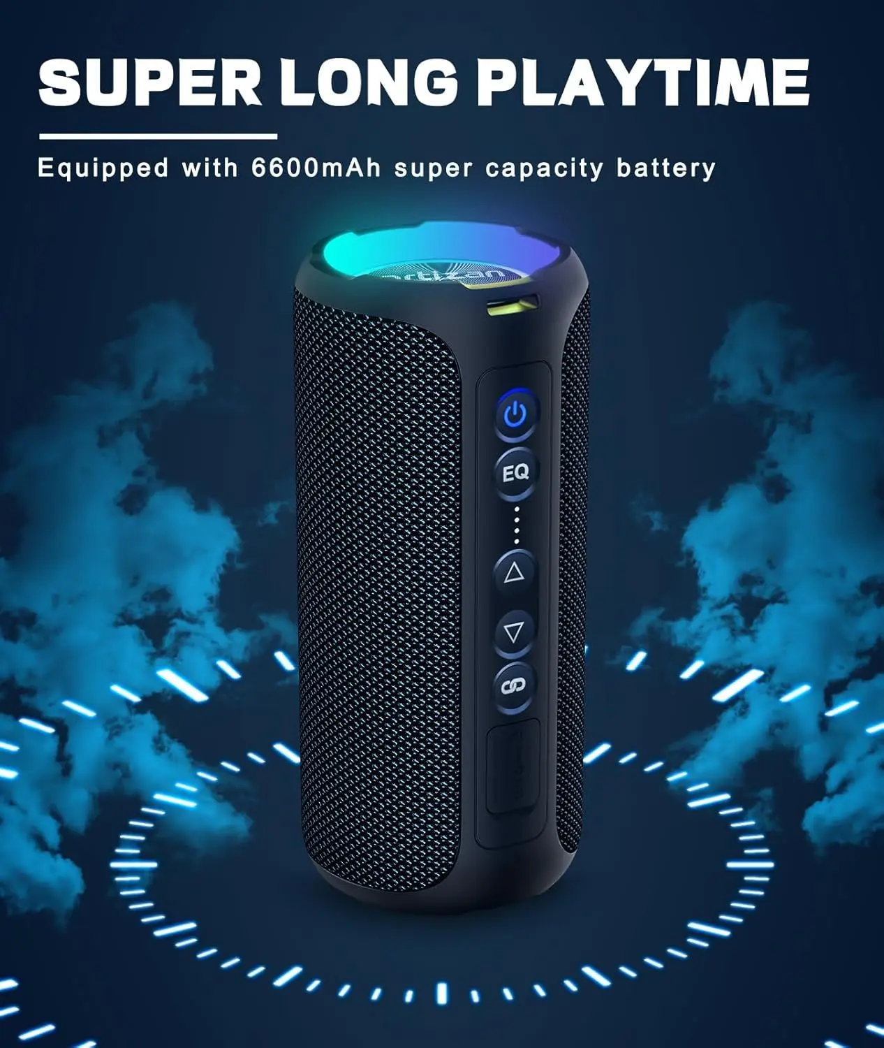 Ortizan Bluetooth Speakers 40W TWS Portable Speaker with Stereo Sound Bass, Bluetooth 5.3 Wireless USB Type C Outdoor, 6600mAh Battery