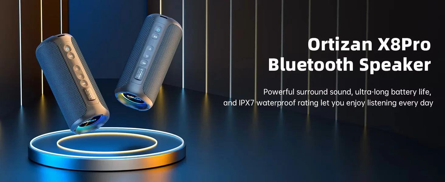 Ortizan Bluetooth Speakers 40W TWS Portable Speaker with Stereo Sound Bass, Bluetooth 5.3 Wireless USB Type C Outdoor, 6600mAh Battery