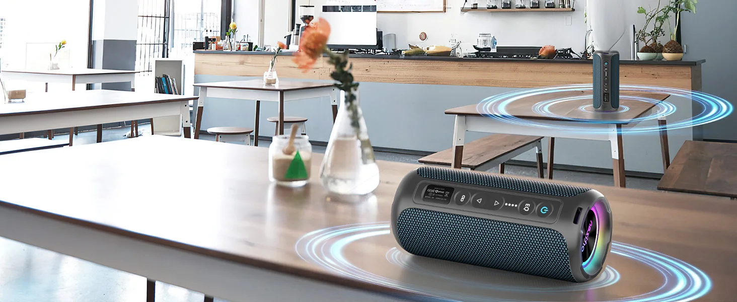 Ortizan Bluetooth Speakers 40W TWS Portable Speaker with Stereo Sound Bass, Bluetooth 5.3 Wireless USB Type C Outdoor, 6600mAh Battery