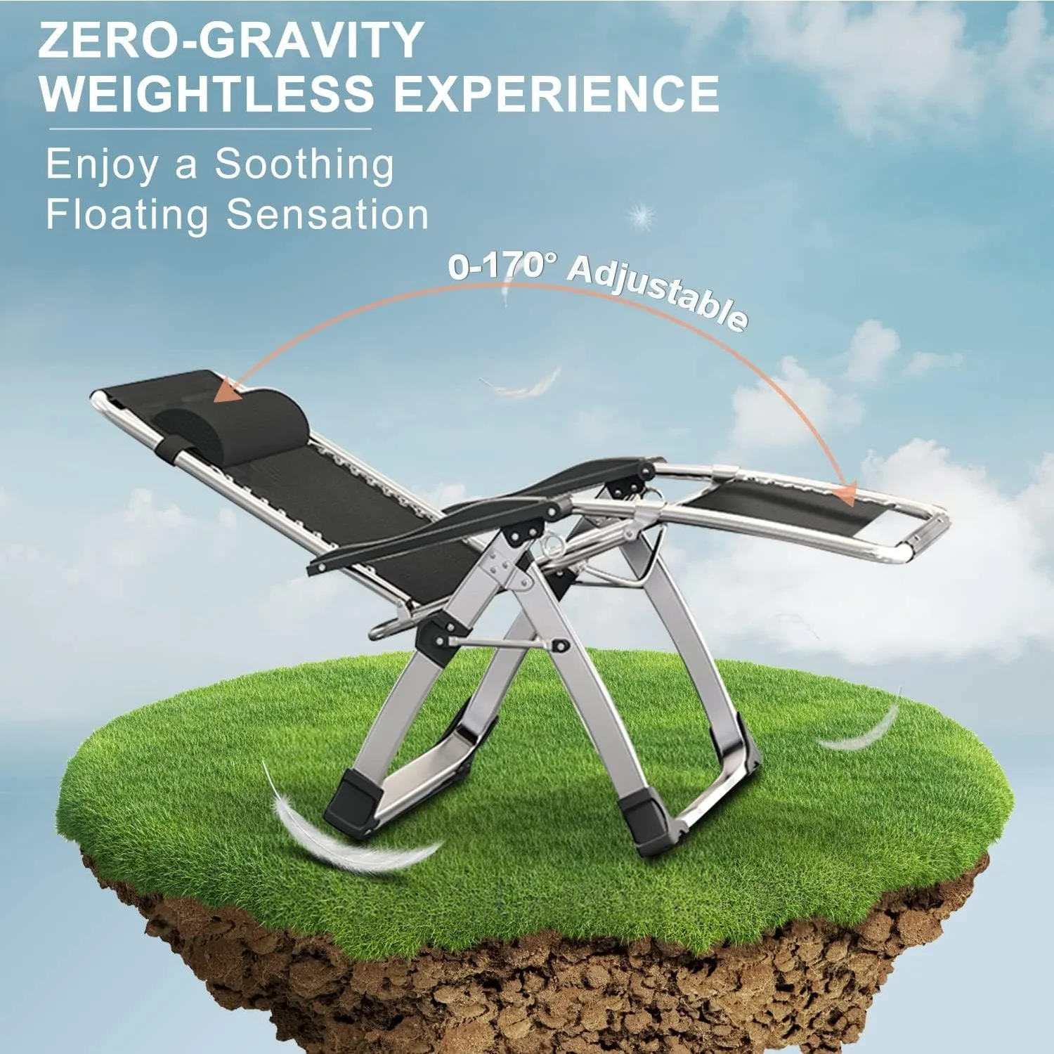 Zero Gravity Outdoor Lounge Chairs Set of 2 Reclining with Cushion Headrest Cup Holder for Patio Garden