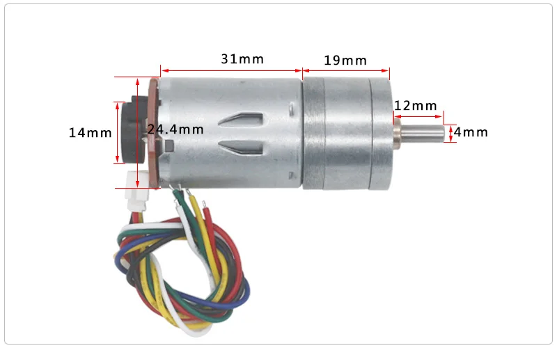JGA25-370 Dc Vertraging Motor Met Encoder Snelheid Meten Code Disc Sterke Moment 6V 12V 24V