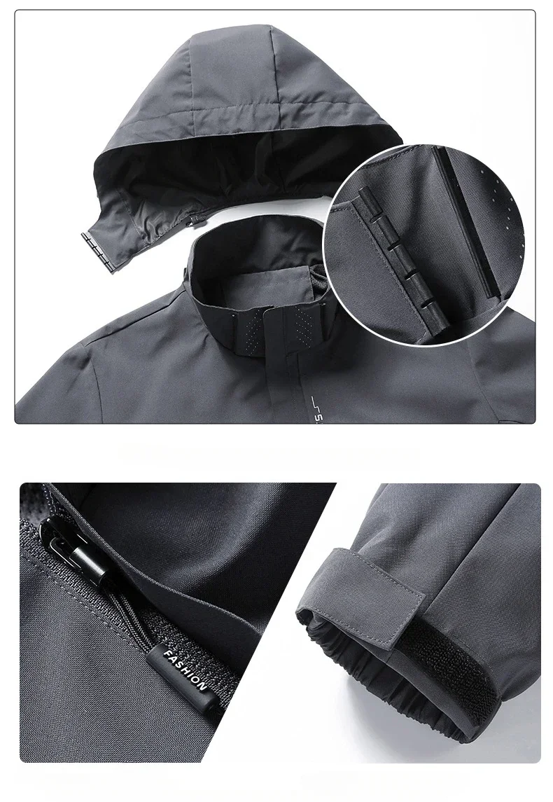 Men's Outdoor Waterproof Raincoat Lightweight Cycling Coat with Hood Streetwear Hiking Windproof Jacket Climbing Outdoor Jackets