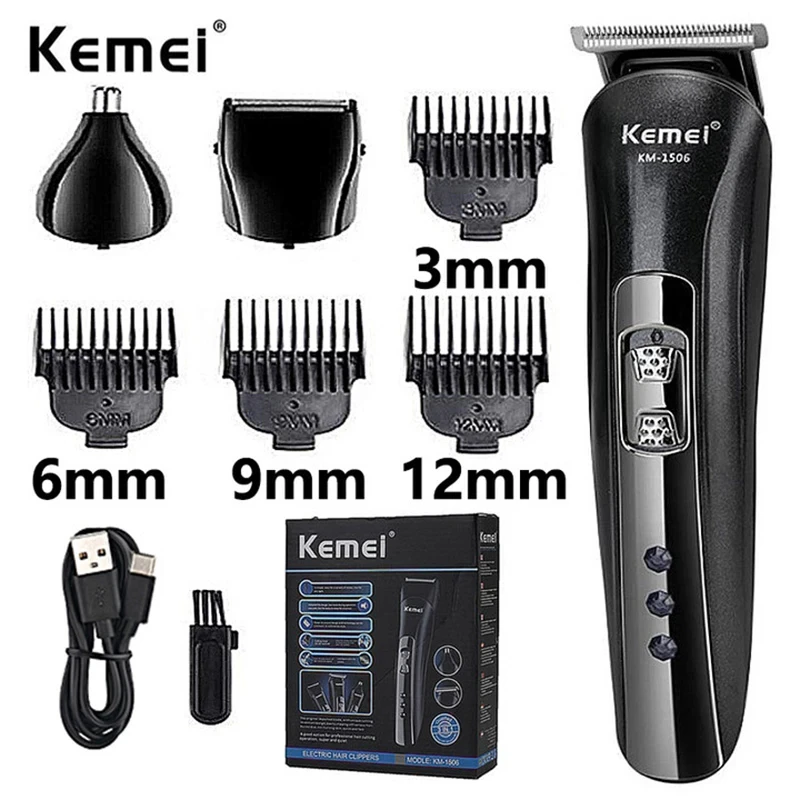 Kemei KM-1506 3 in 1 Electric Shaver USB Charging Hair Trimmer Electric Rechargeable Nose Professional Shaving Machine