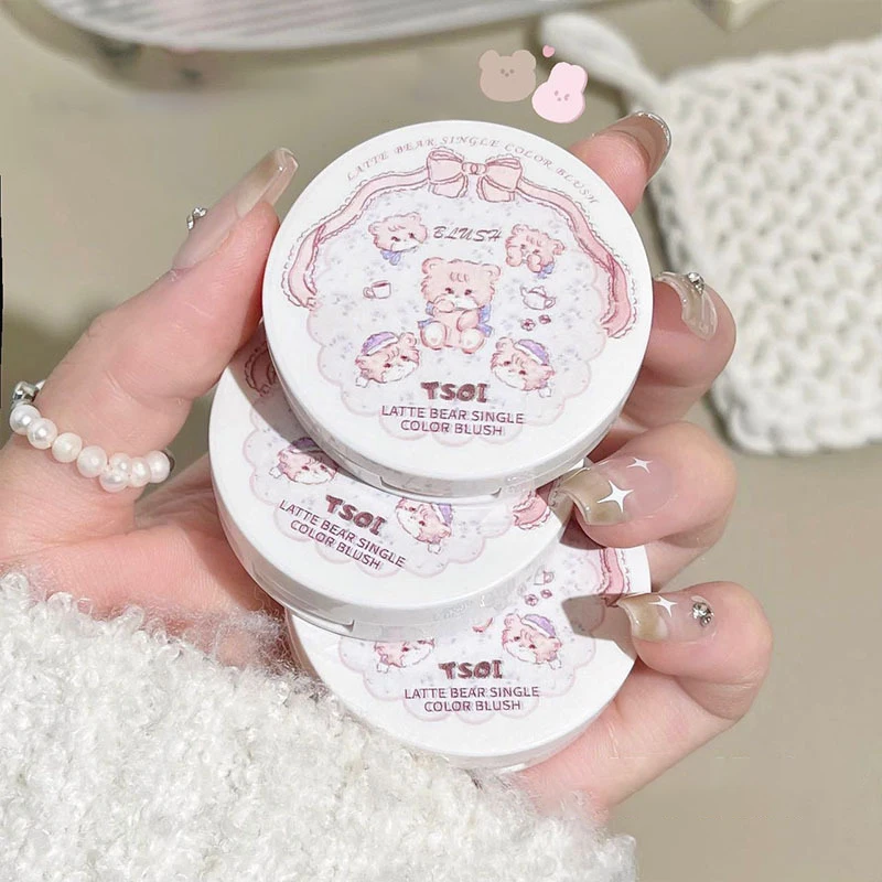 Monochrome Cute Blusher Peach Milk Pink Cream Natural Cheek Tint Brighten Waterproof Matte Face Contouring Blush Palette Makeup