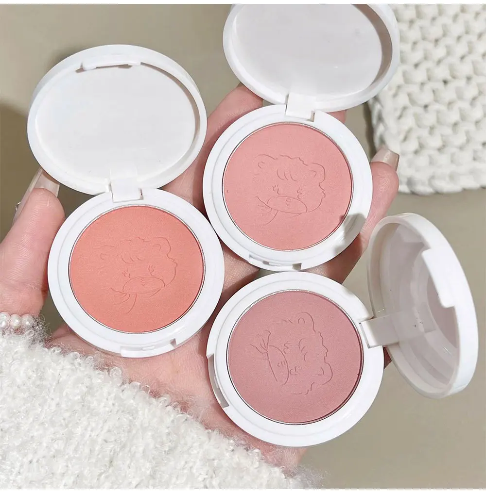 Monochrome Cute Blusher Peach Milk Pink Cream Natural Cheek Tint Brighten Waterproof Matte Face Contouring Blush Palette Makeup